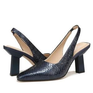 Franco Sarto Women's Milano Leather Slingback Heels Navy Size 7